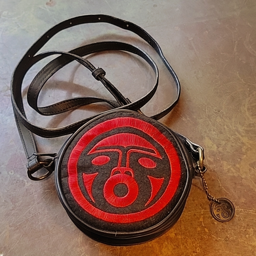 PNW Native Design Embroidered Leather Crossbody